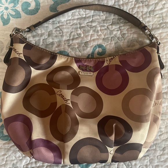 Coach Satin Poppy C convertible shoulder bag w/ crossbody strap - Picture 13 of 17